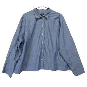 J.Crew Garçon Shirt Womens 24 Blue Good Chambray Cotton Button Up Classic